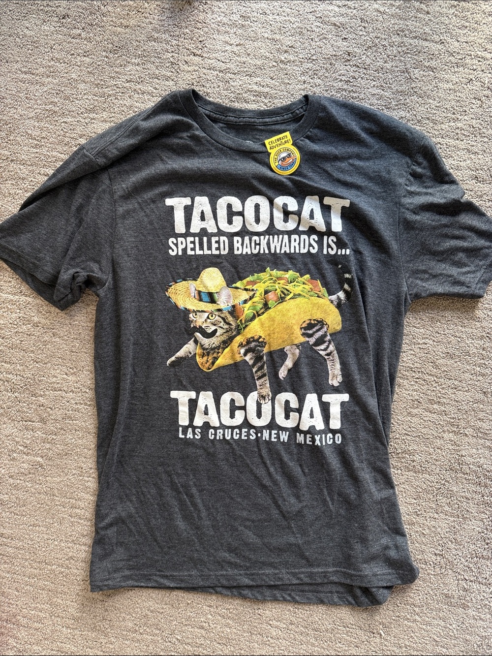Tacocat Graphic Tee - Dark Gray with Yellow/White Print